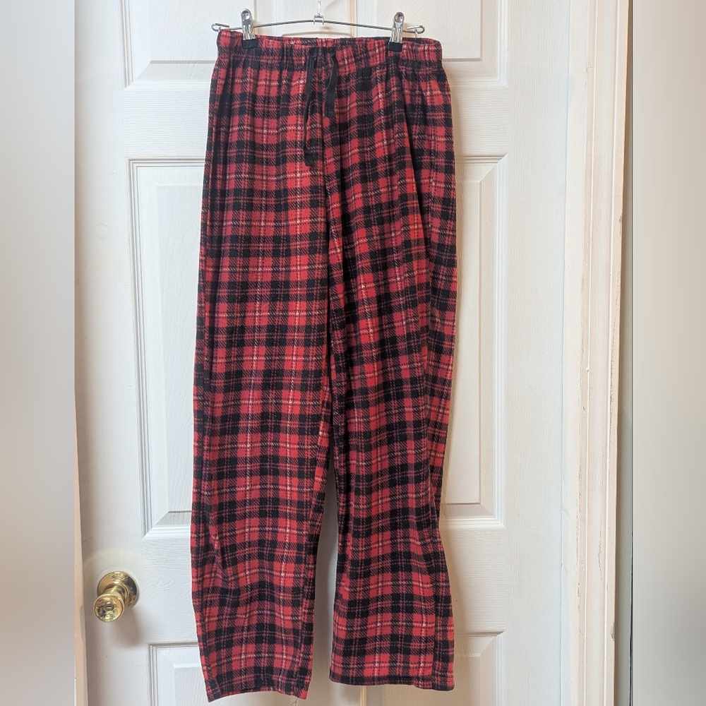 Men's M Red and Black Plaid Pajama Pants